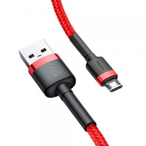 Baseus Cafule Nylon harisnyázott USB/Micro USB kábel QC3.0 1.5A 2m fekete/piros-1