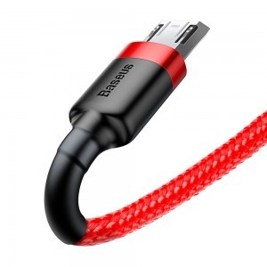 Baseus Cafule Nylon harisnyázott USB/Micro USB kábel QC3.0 1.5A 2m fekete/piros-2