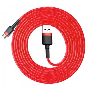 Baseus Cafule Nylon harisnyázott USB/Micro USB kábel QC3.0 1.5A 2m fekete/piros-3