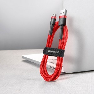 Baseus Cafule Nylon harisnyázott USB/Micro USB kábel QC3.0 1.5A 2m fekete/piros-4