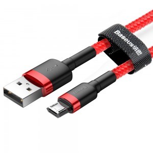 Baseus Cafule Nylon harisnyázott USB/Micro USB kábel QC3.0 1.5A 2m fekete/piros-6