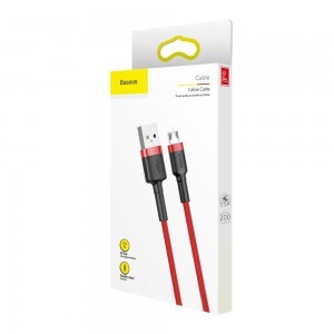 Baseus Cafule Nylon harisnyázott USB/Micro USB kábel QC3.0 1.5A 2m fekete/piros-9