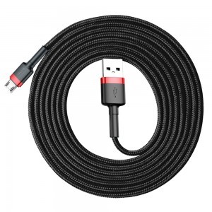 Baseus Cafule Nylon harisnyázott dupla oldalú USB/Micro USB kábel QC3.0 1.5A 2m fekete