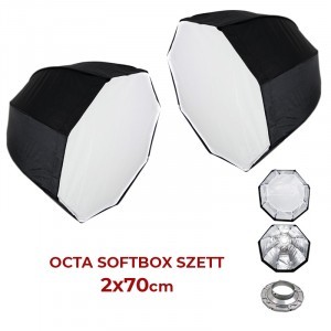 Bowens softbox szett 2x70cm octagonal alumínium gyűrű adapterrel