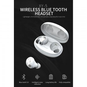 SMD TWS XY-5 vezeték nélküli fülhallgató, headset Bluetooth 5.0 fehér színben