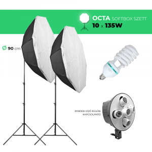 Octa softbox szett 90cm, 5-ös fejjel, 10x135W