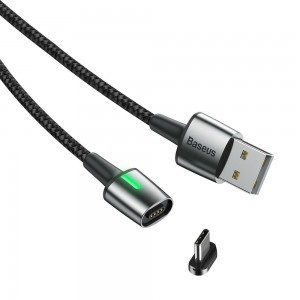 Baseus Zinc mágneses kábel USB/USB Type-C 3A 1m fekete (CATXC-A01)