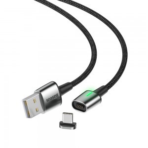 Baseus Zinc mágneses kábel USB/USB Type-C 3A 1m fekete (CATXC-A01)