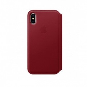 Apple bőr Flip tok iPhone X/XS piros színben gyári (MRQD2ZM/A)