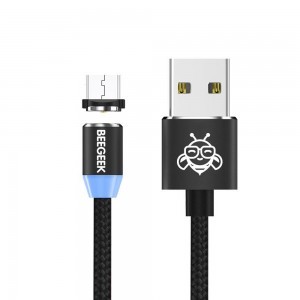 BeeGeek AUTM-1M USB/USB-C kábel 1m fekete USB - Type-C(USB-C) töltő kábel, mágneses fejjel