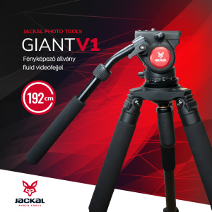 Jackal Giant V1 fluid fejes fényképező állvány, tripod (192cm)