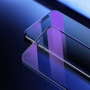Baseus 2x ívelt kijelzővédő 9H Anti-Blue Light üvegfólia kerettel iPhone 11/XR fekete