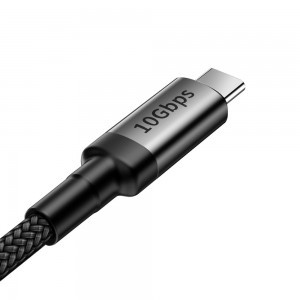 Baseus Cafule Nylon harisnyázott USB-Type C kábel PD PD3.1 100W 20V/5A QC3.0 1m ezüst (CATKLF-SG1)