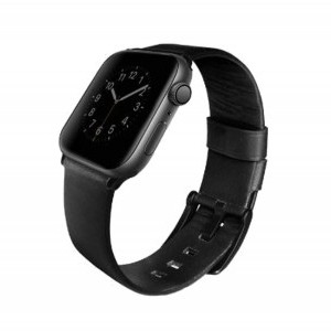 UNIQ Mondain Apple Watch 44/42/45 mm bőr szíj fekete