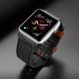 Dux Ducis Litchi Apple Watch 3/4/5/6/7/8/SE óraszíj (38/40/41 mm) fekete