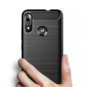 Carbon mintájú TPU tok Motorola Moto E6 Plus fekete