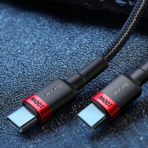 Baseus Cafule Nylon harisnyázott USB-Type C/USB-Type C kábel PD2.0 100W 20V 5A 2 m fekete