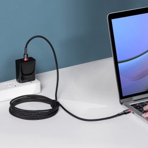Baseus Cafule Nylon harisnyázott USB-Type C/USB-Type C kábel PD2.0 100W 20V 5A 2 m fekete/piros