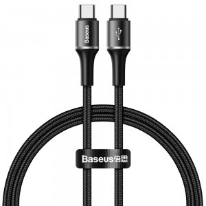 Baseus Halo nylon harisnyázott USB/USB Type-C PD2.0 kábel 60W 20V 3A/1m fekete