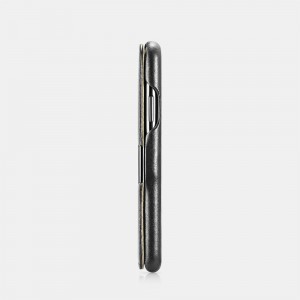 Icarer Luxury valódi bőr fliptok iPhone XR mágneses zárral fekete (RIXR04-BK)