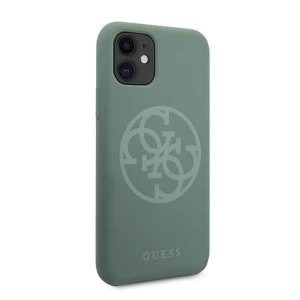 Guess Saffiano szilikon 4G Circle Logo iPhone 11 tok keki (GUHCN61LS4GKA)