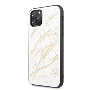Guess iPhone 11 Pro Max üveg hátlapú tok fehér márvány mintázattal (GUHCN65MGGWH)