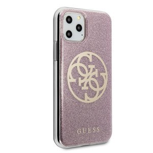 Guess Saffiano 4G Circle Logo iPhone 11 Pro Max tok flitteres pink (GUHCN65PCUGLPI)