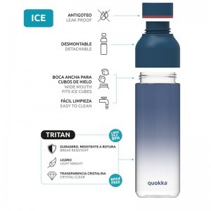 Quokka Ice vizesüveg, kulacs 720 ml geo black, vizes palack