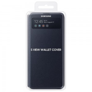 Samsung S View EF-EA715PBEGEU fiptok kártyatartóval és kijelzővel Samsung A71 fekete