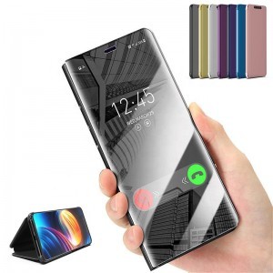 SMD Clear View fliptok Samsung A71 fekete, mágneses hátlappal