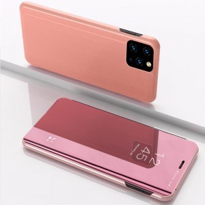 SMD Clear View fliptok iPhone 11 Pro Max rózsaszín, mágneses hátlappal