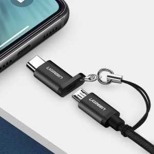 Ugreen micro Micro USB/USB Type-C átalakító adapter rögzítővel szürke-2