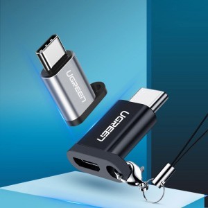 Ugreen micro Micro USB/USB Type-C átalakító adapter rögzítővel szürke-3