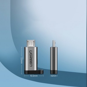 Ugreen USB Type-C/Micro USB átalakító adapter rögzítővel szürke