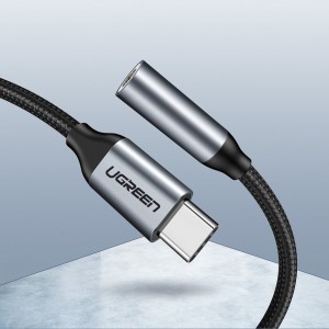 Ugreen 3.5mm jack audio/ USB Type-C fülhallgató adapter 10cm szürke