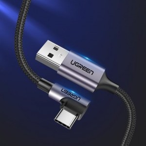 Ugreen USB/USB Type-C kábel döntött fejjel 3A 1m szürke