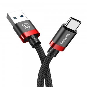 Baseus Golden Belt USB 3.0/USB Type-C kábel 1m 3A fekete/piros (CATGB-19)