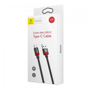 Baseus Golden Belt USB 3.0/USB Type-C kábel 1m 3A fekete/piros (CATGB-19)