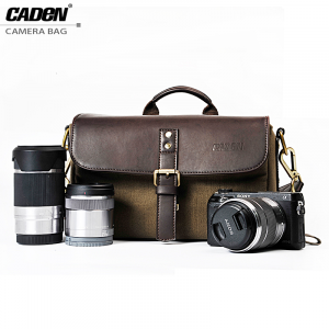 Caden P1 fényképező táska, fotós oldaltáska barna színben