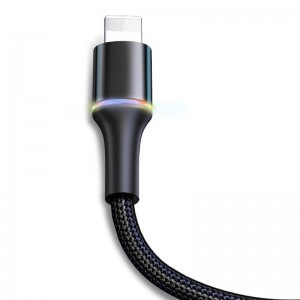 Baseus Halo nylon harisnyázott USB/Lightning kábel 2.4A/0.5m fekete (CALGH-A01)