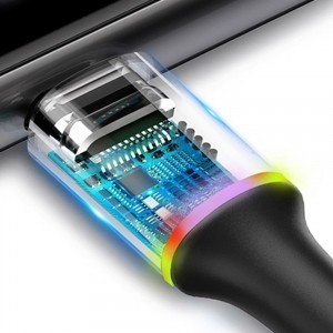 Baseus Halo nylon harisnyázott USB/Micro USB kábel 3A/25cm fekete (CAMGH-D01)