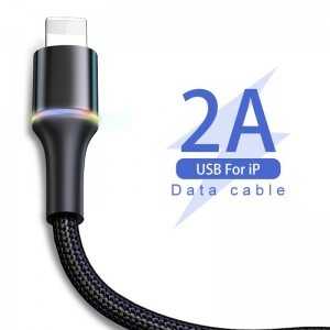 Baseus Halo nylon harisnyázott USB/Lightning kábel 2A/3m fekete (CALGH-E01)