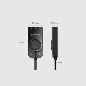 Ugreen USB külső hangkártya 3.5mm-es mini jack hangerőszabályzóval, 15cm fekete (40964)