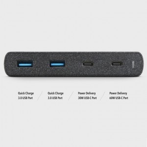 UNIQ Surge 90W 2xUSB Quick Charge 3.0 + 2xUSB-C PD 3.0 HUB, töltőállomás szénfekete-5