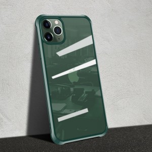 Szilikon áttetsző tok iPhone 11 Pro zöld ütésálló kerettel