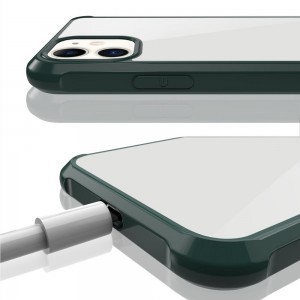 Szilikon áttetsző tok iPhone 11 Pro zöld ütésálló kerettel