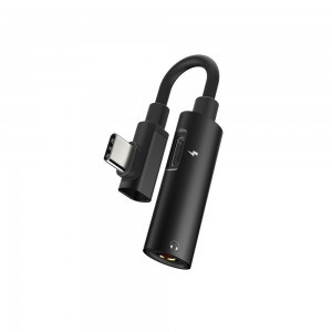 HOCO Type-C 2in1 Audio 3.5 mm JACK adapter fekete