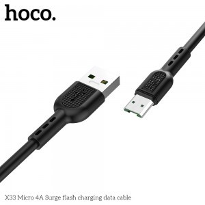 HOCO X33 Surge gyorstöltő kábel Micro USB 4A fekete