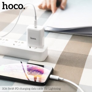HOCO X36 Swift PD Type-C/Lightning töltő és adatkábel fehér