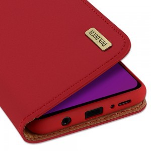 DUX DUCIS Wish valódi bőr fliptok Samsung Galaxy S9 G960 piros